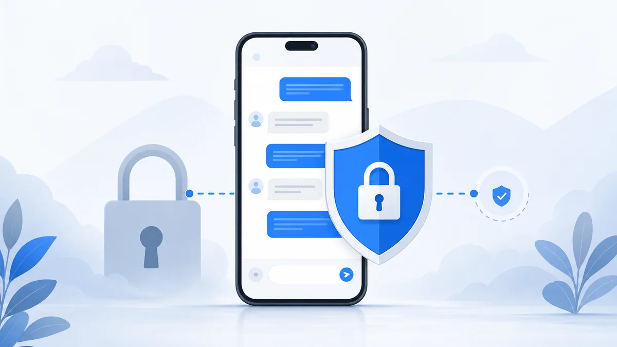 Điện thoại cùng biểu tượng lá chắn — tài khoản Telegram được bảo vệ