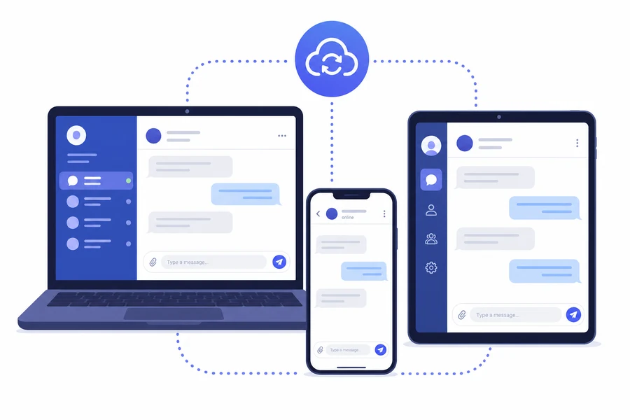 Telegram đồng bộ tin nhắn giữa laptop, điện thoại và tablet