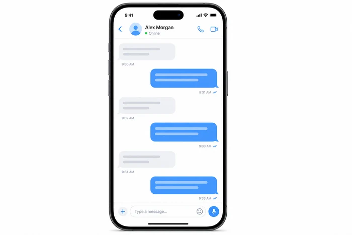 Mock-up Telegram trên iPhone với các bong bóng tin nhắn